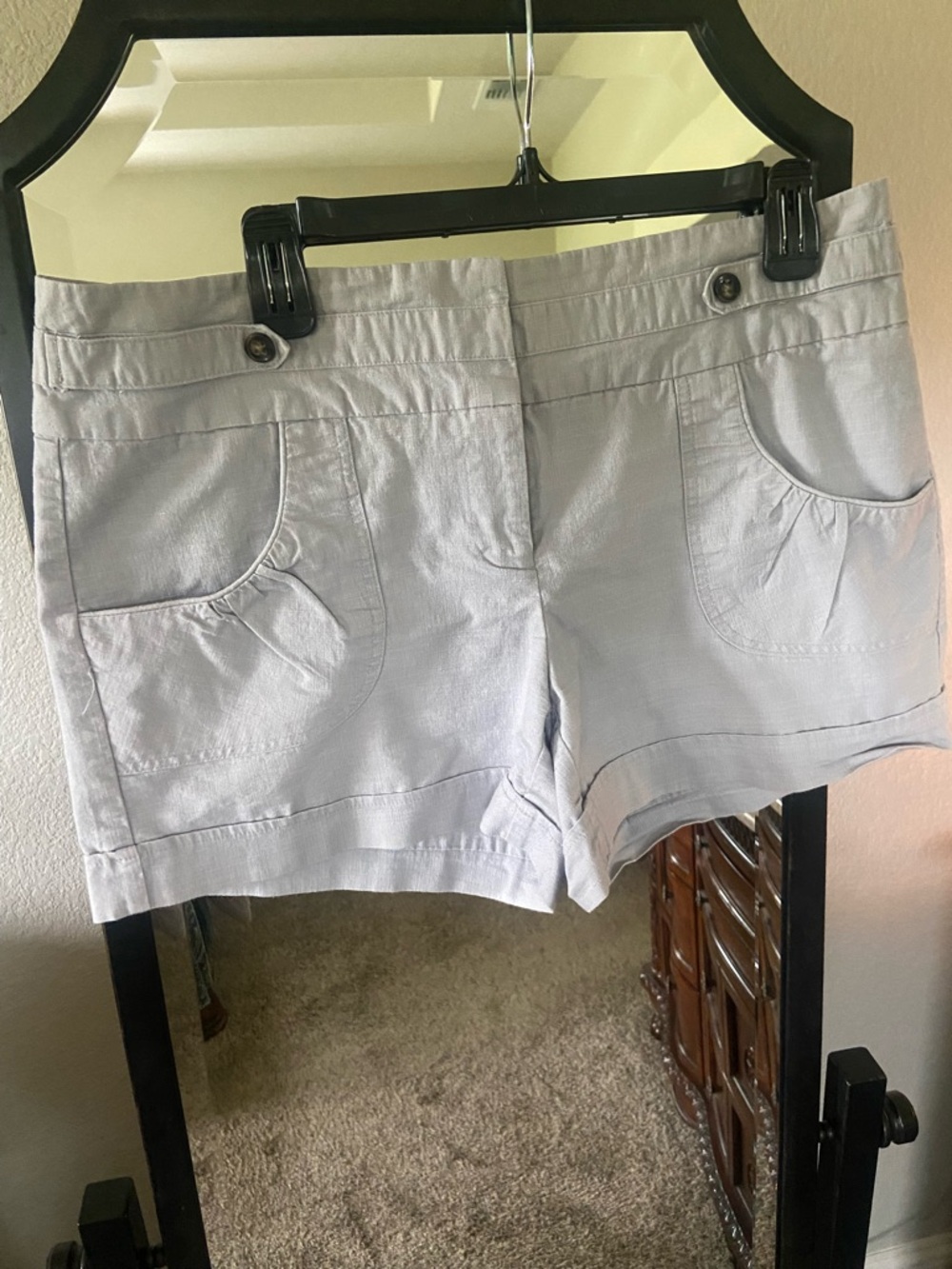 Maurices Light Gray Women's Casual Shorts with Front Pockets